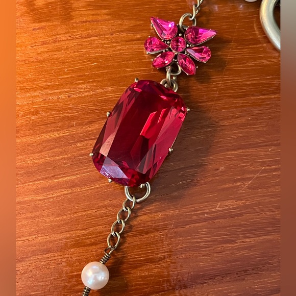 JUICY COUTURE Vintage Bag Keychain Heart Jewel Charms Pearl Crystal Overstuffed - Picture 7 of 11